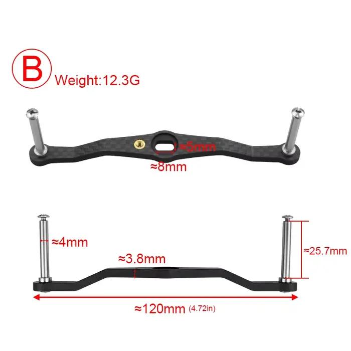 Pièce en Fiber de carbone pour moulinet Dawa 105mm 120mm 130mm 140mm 8x5mm trous poignées gauche droite pour pêche淡水区段,请告知我完整答案的中文版本。