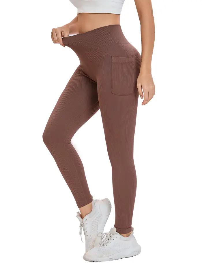 Leggings de sport filetés de couleur unie pour femmes, pantalons de yoga transfrontaliers sans coutu