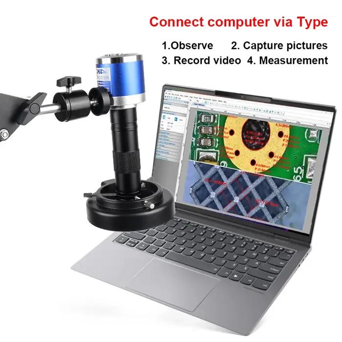 Microscope à souder avec objectif Zoom 1-150X HD 4K 48MP 1080P, caméra industrielle Type C HDMI, Mic