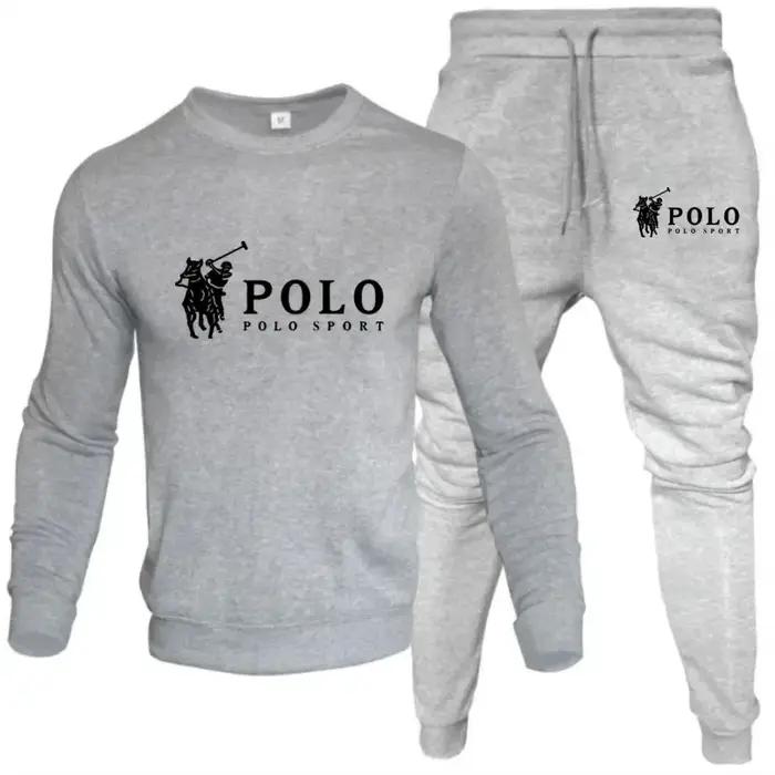 Ensemble de survêtement sportif pour homme en 2 pièces - Sweat-shirt à col rond noir et pantalon de