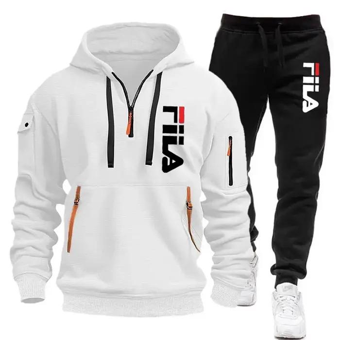 Sweat-shirt à capuche + pantalon décontracté pour hommes, ensemble deux pièces pour l'extérieur, pul