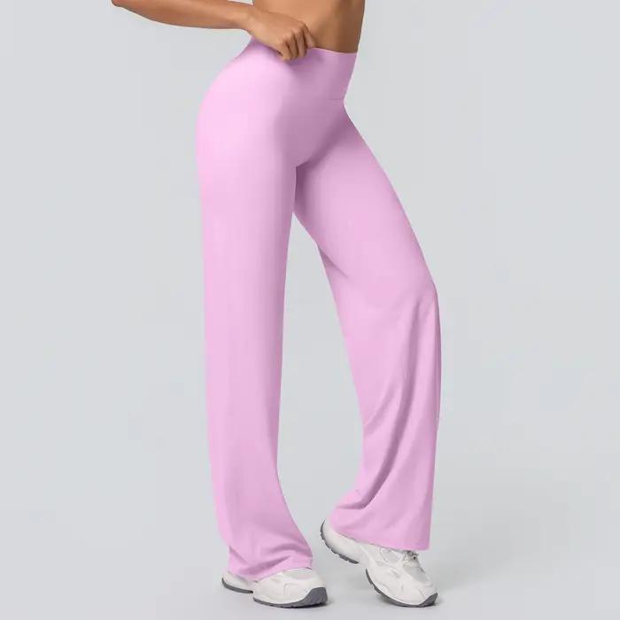 Pantalon de Yoga ample à jambes larges, couleur unie, respirant, séchage rapide, pour course en plei