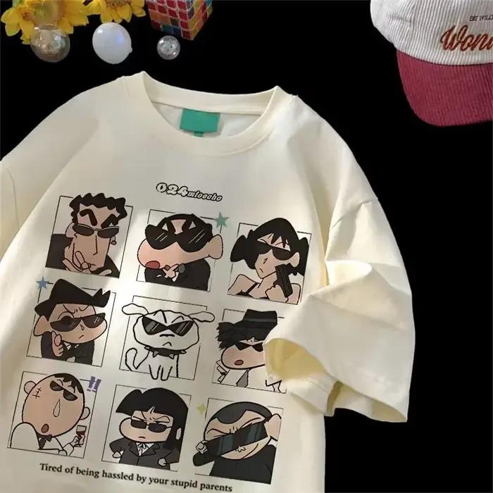 2025 été femmes vêtements Streetwear Crayon Shin Chan imprimer dessin animé t-shirt hauts hommes fem