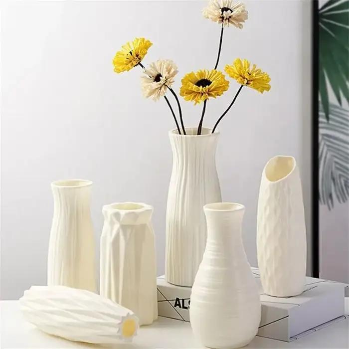 Vase en plastique nordique simple, petit pot de fleur frais, bouteille de rangement pour fleurs, sal