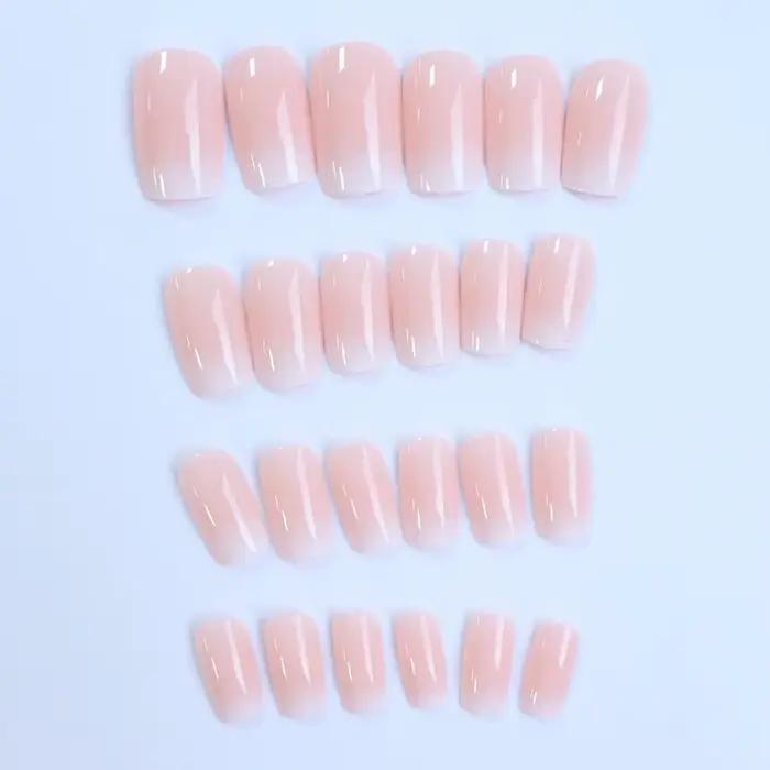 ARTAUG 24 pièces brillant rose presse sur ongles moyen carré faux ongles style élégant faux ongles c