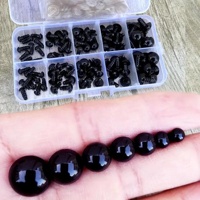 100 pièces 8/10/12/14mm yeux de sécurité en plastique pour jouets bricolage mélange taille Crochet o