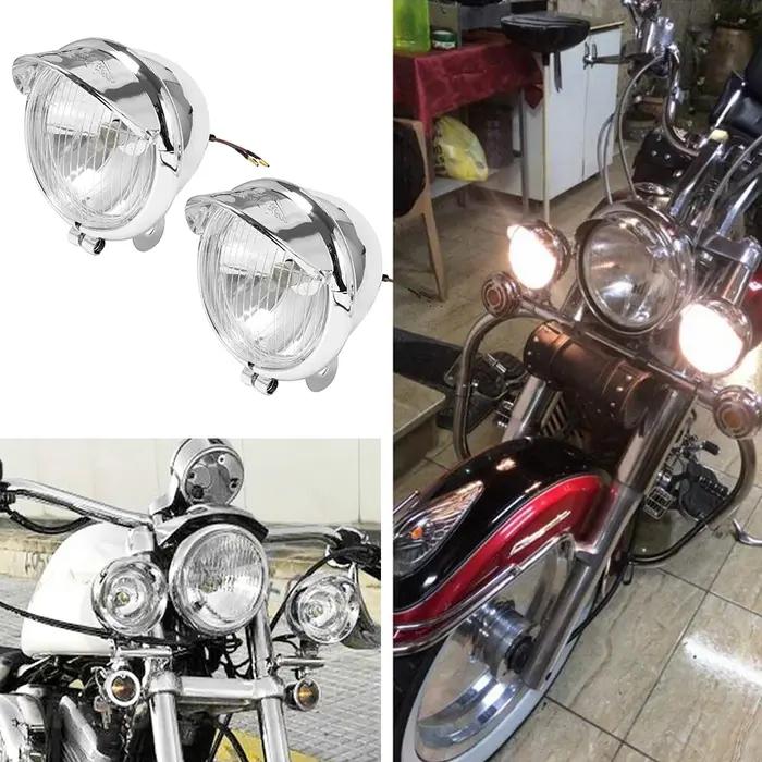 Phares antibrouillard universels chromés pour moto, lampe de sauna, DC 12V, Harley Touring Sportster