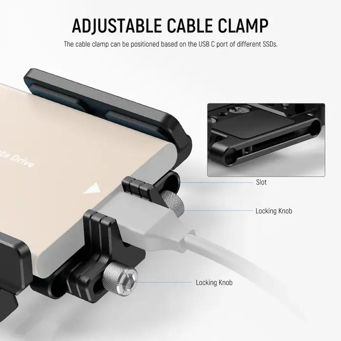 NEEWER Support de montage Support SSD avec serre-câble à chaussure froide, 1,6 "-2,6" pour Samsung T