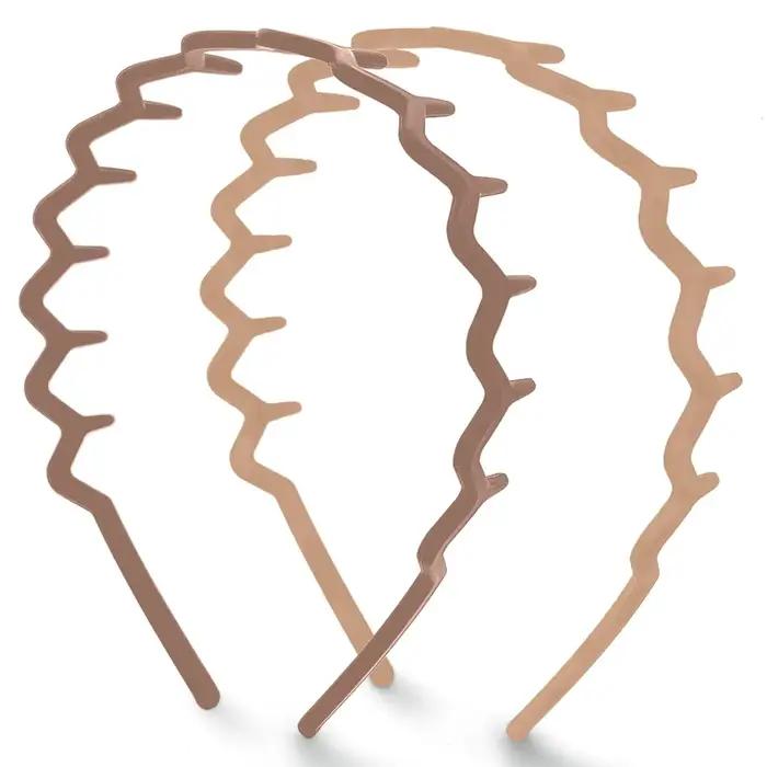Kitsch Zig Zag Lot de 2 bandeaux antidérapants au design ondulé - Accessoires pour cheveux en plasti