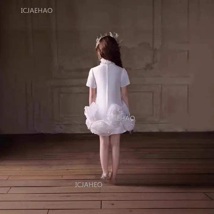 Robe de soirée blanche pour enfants, filles, princesse, pour récital de piano, robe de cérémonie, te