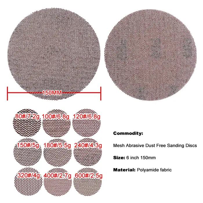 20 PC 6 pouces 150mm crochet boucle maille sans poussière Anti-blocage papier de verre abrasif 80-60