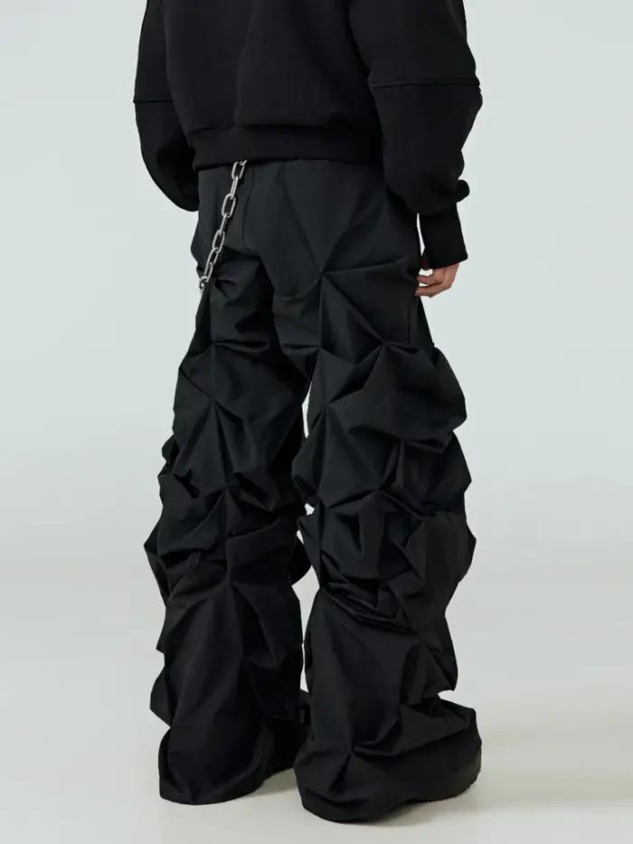 Mauroicardi printemps automne Cool Long noir empilé pantalon pour hommes taille élastique Streetwear