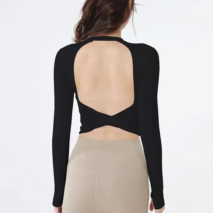 Chemise de Yoga pour femmes, haut de sport dos nu, Sexy, à la mode, vêtements d'entraînement, course