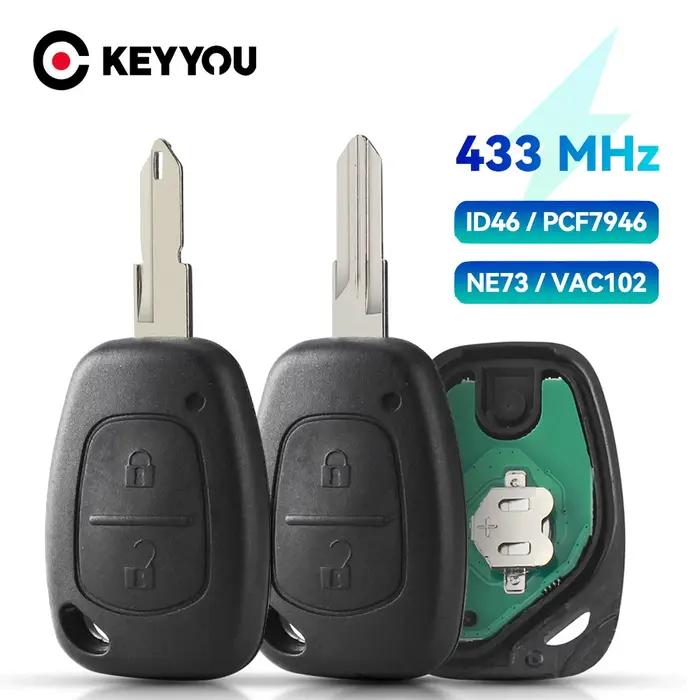 Clé télécommande à 2 boutons pour Renault Vivaro Movano Kangoo transpondeur 33 MHz contrôle circulation sécurité véhicule utilitaire légère occasion spéciale