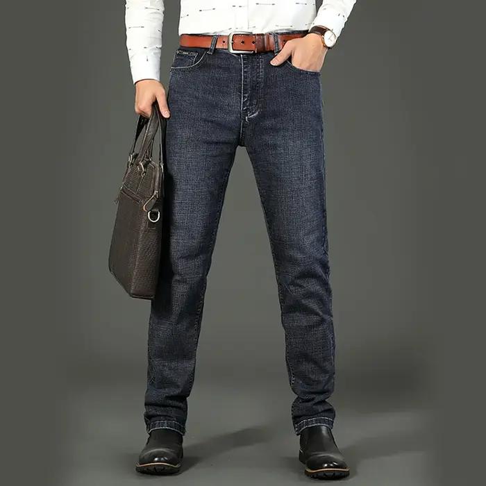 Wthinlee hommes d'affaires jean décontracté droit Stretch mode classique bleu noir travail Denim pan