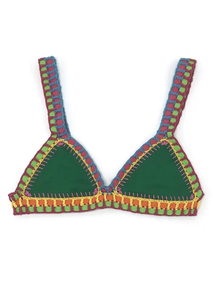 Vert Crochet Bikini ensemble femmes Maillot De Bain maillots De Bain maillots De Bain Feminino Bikin