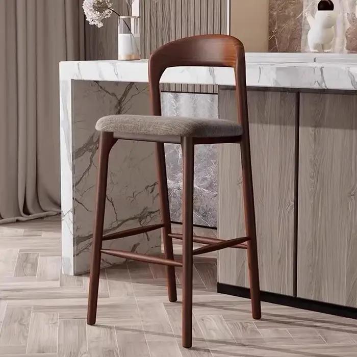 Chaise de Bar en bois nordique, bureaux de réception de luxe de styliste, tabouret haut inhabituel,