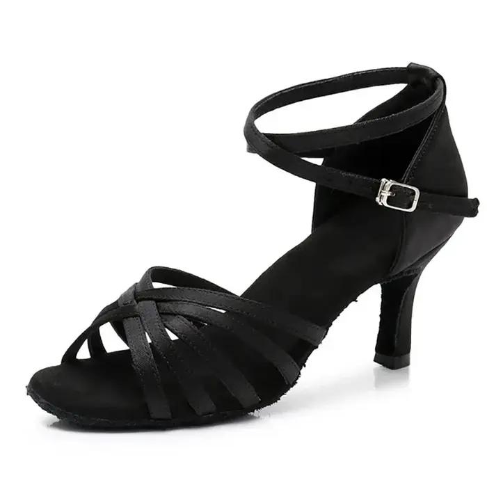 Chaussures danse latine satin talon nœud - Salsa tango professionnel 7cm 5cm femmes TOVEKIN