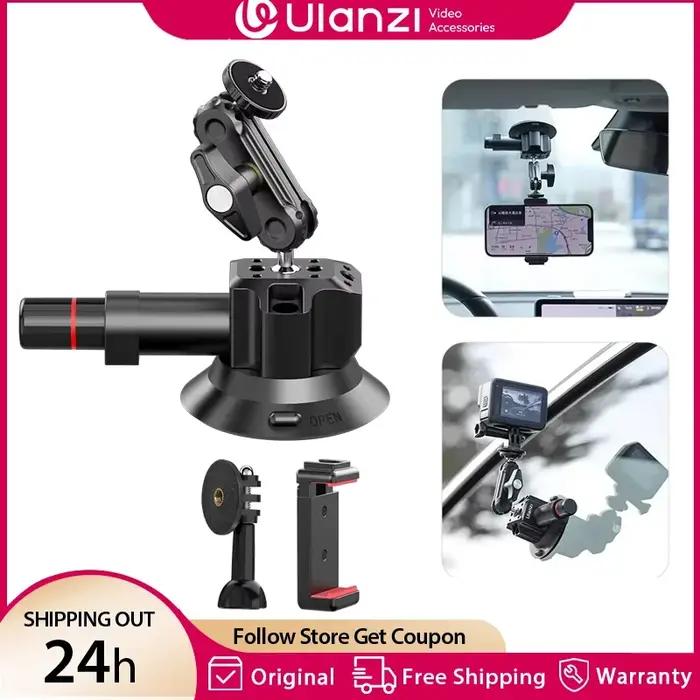 Ulanzi – support de caméra d'action pour téléphone de voiture, pompe à main, ventouse 360 ° 1/4" r
