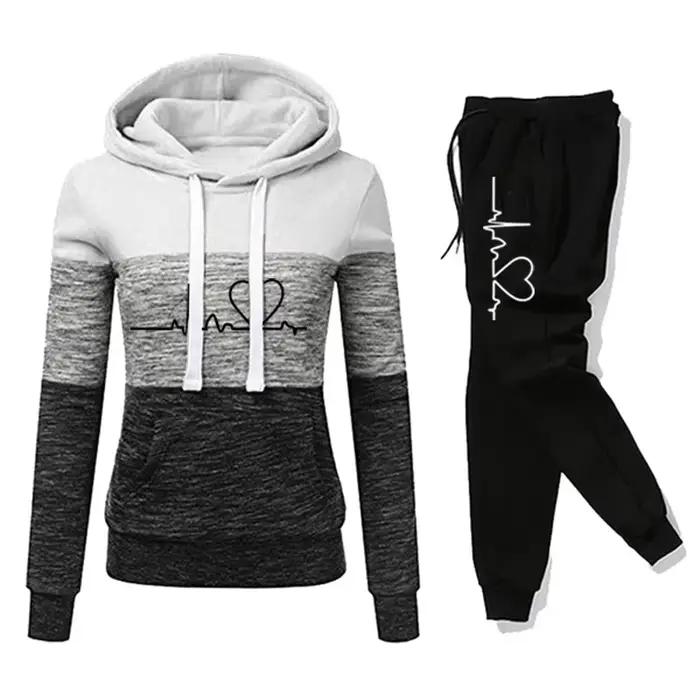 Survêtement pour femmes avec sweat à capuche et pantalon de sport polyvalent décontracté pour entraînement fitness et yoga occasions spéciales