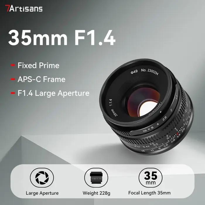 7artisans 35 mm F1.4 Mark II APS-C Objectif manuel à grande ouverture pour Sony E ZVE10 A6000 Fujifi