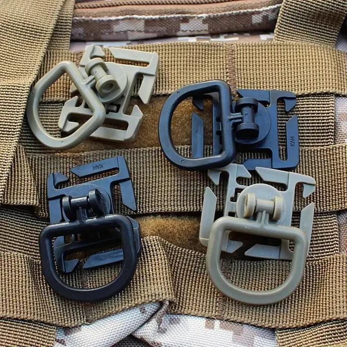 Clips d'anneau en D rotatif à 360 degrés, accessoires de sac tactique pour fixation de sangle MOLLE,