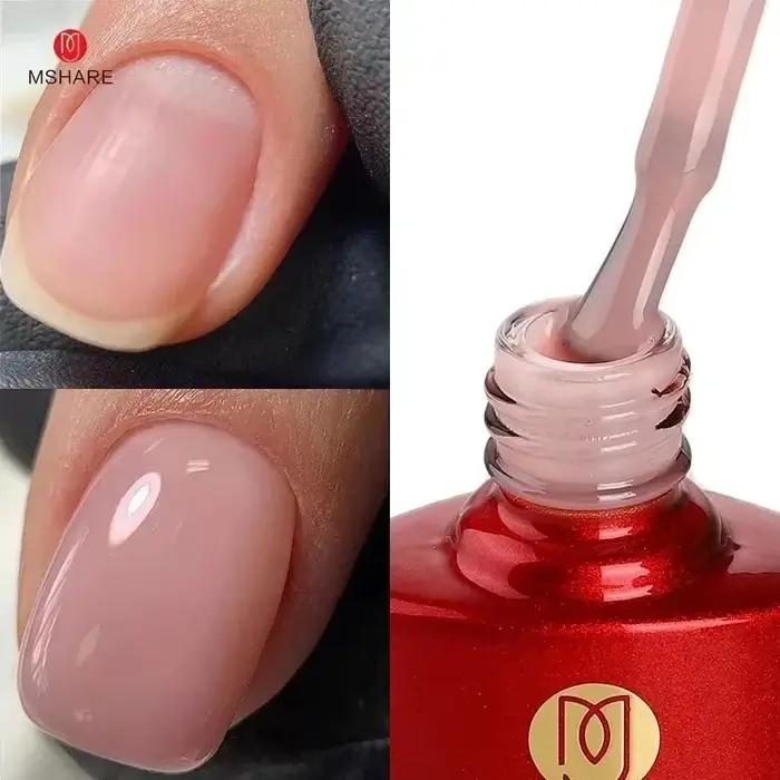 MSHARE Gel de Base en caoutchouc rose laiteux Camouflage couleur manteau tremper les ongles Gels ver