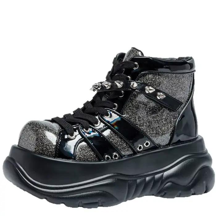 Bottes montantes à plateforme pour femmes grandes tailles 35-43, style punk, tendance subculture, mo