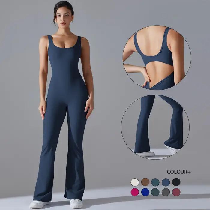 Combinaison d'entraînement dos nu pour femme - Ensemble de yoga et fitness sexy
