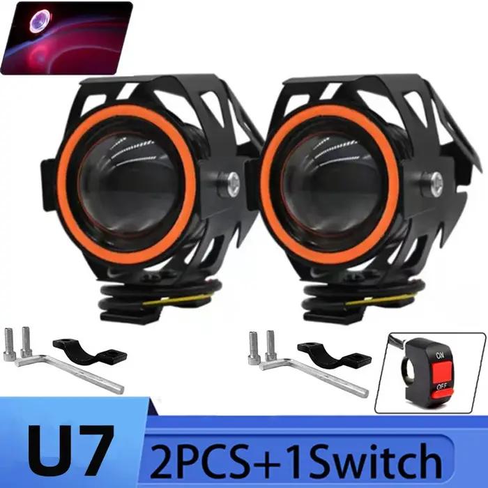 Phare LED étanche pour motos 3000LMW U7, Spot antibrouillard de conduite avec interrupteur
