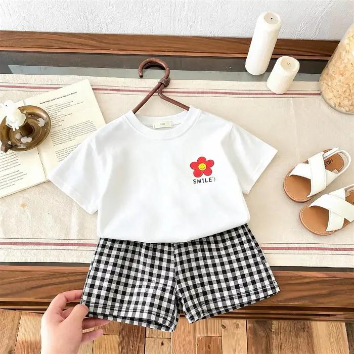 Vêtements pour enfants de 1 à 6 ans, ensemble à manches courtes, T-shirt + short, tenue décontractée