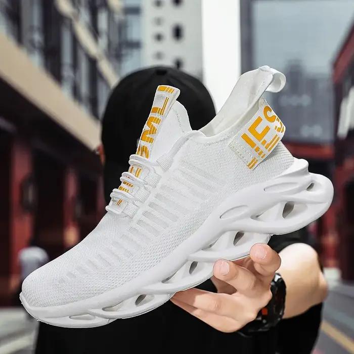 Baskets unisexe confortables couple - Chaussures de course femme et homme respirantes taille 36-46 - Modèle blanc marche et sport