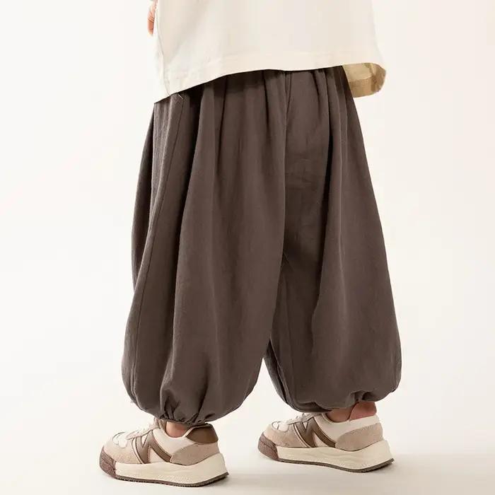 Pantalon lanterne mince pour enfants, sarouel ample, monochromatique, confortable et respirant, garç
