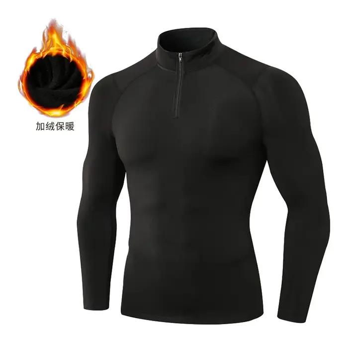 Manteau de fitness en polaire pour hommes, automne et hiver, haute élasticité, serré, sport, course