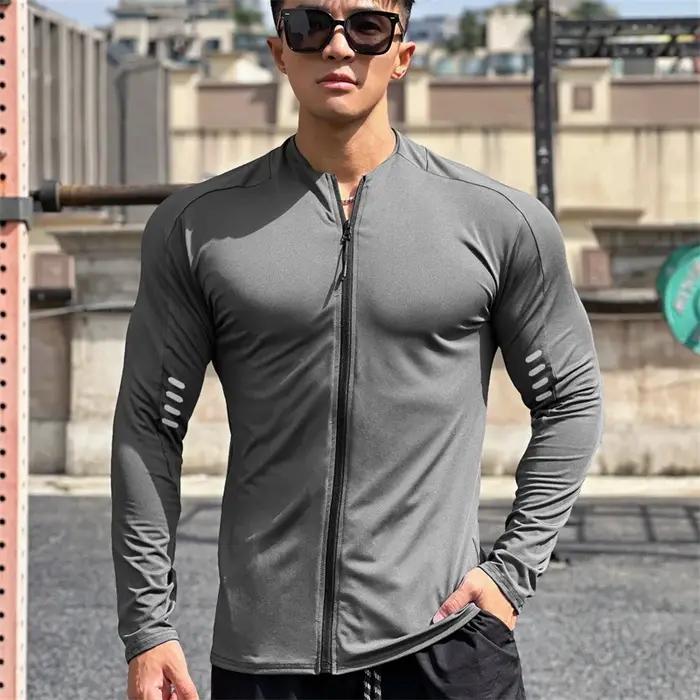 Veste fitness manches longues homme - Sweat-shirt entraînement gym cardigan zip jogging printemps automne
