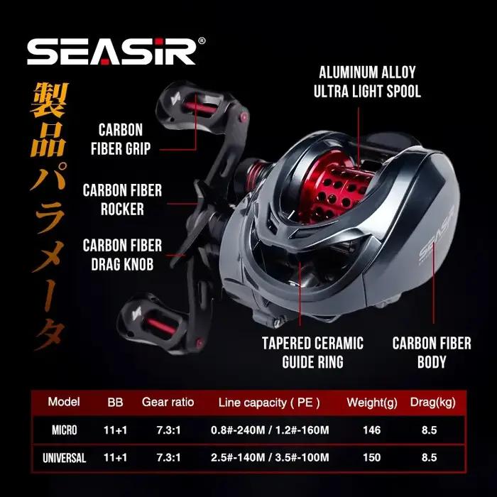 Seasir-Moulinet de pêche Baitcasting Mansory, carbone ultraléger, rapport HS 11 + 1 146: 1, roulemen
