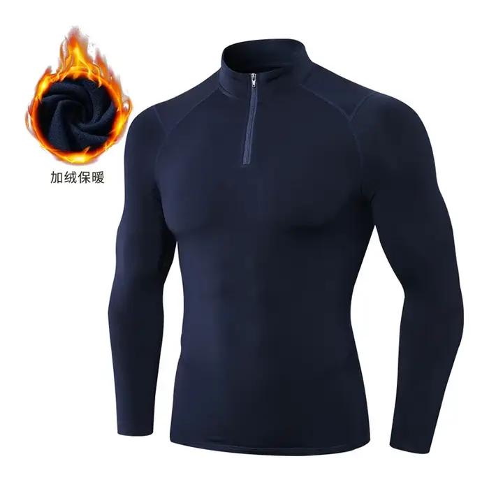Manteau de fitness en polaire pour hommes, automne et hiver, haute élasticité, serré, sport, course