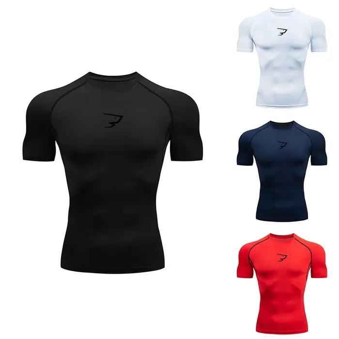 T-shirt de compression à manches courtes pour homme, idéal pour la course, le sport, la gym, le fitn