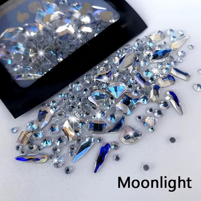 Strass pour Nail Art en verre AB à dos plat, 180 pièces, pierres de diamant mélangées multi-formes,