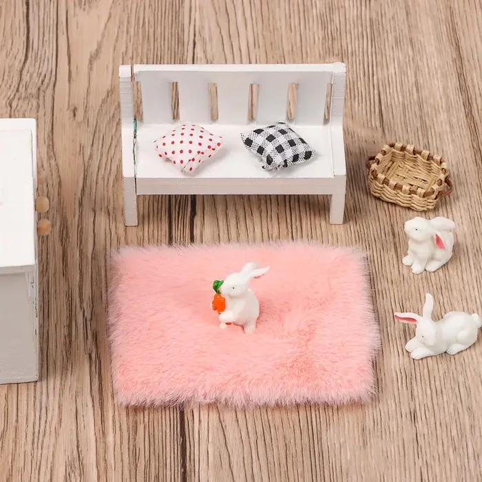 Tapis en peluche de style nordique Lea, revêtements de sol miniatures, accessoires de beurre, maison
