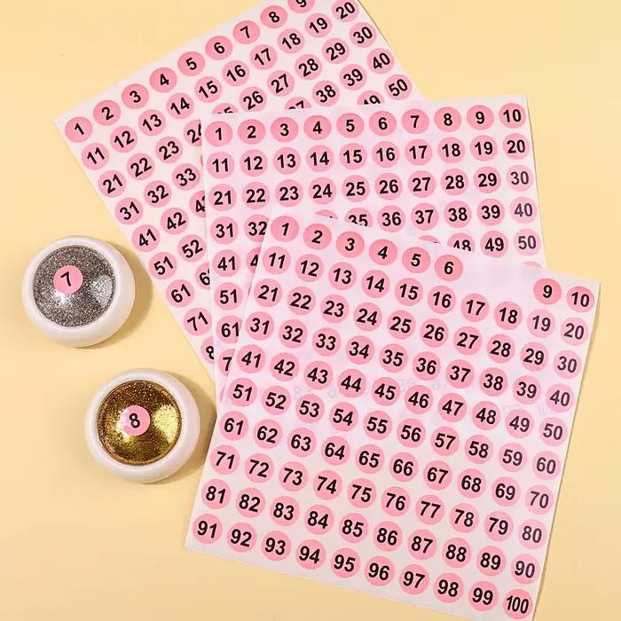 Étiquette autocollante numéro rose étanche pour vernis à ongles, marquage de vernis Gel de couleur,