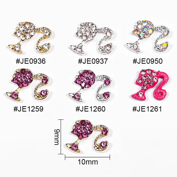 Strass pour ongles en cristal, tête de fille mignonne 3D, 9x10mm, queue de cheval haute, plein de di