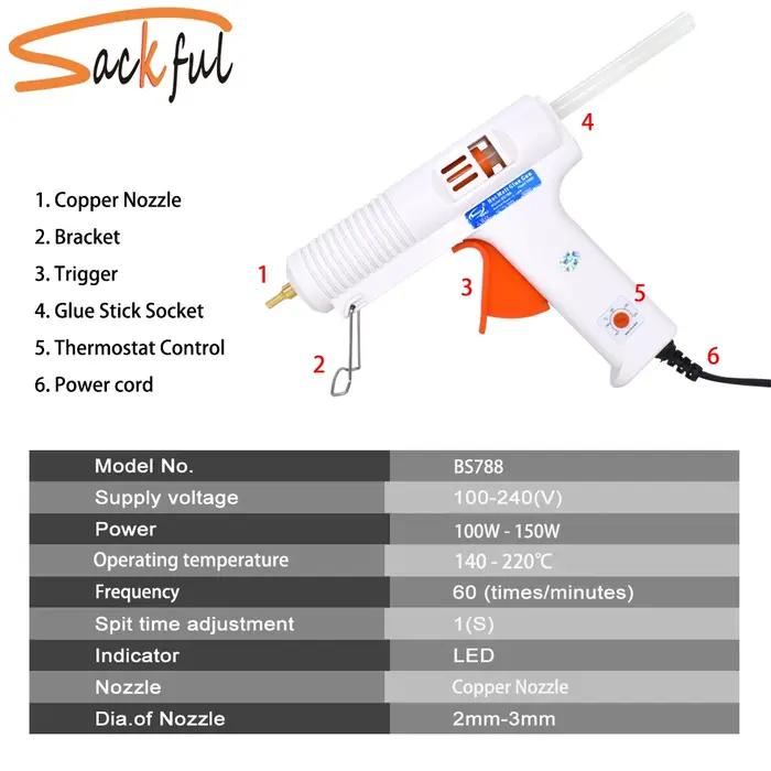 150 W 100 W Thermofusible Pistolet À Colle avec Contrôle De Température Thermostat 5 Livraison Colle