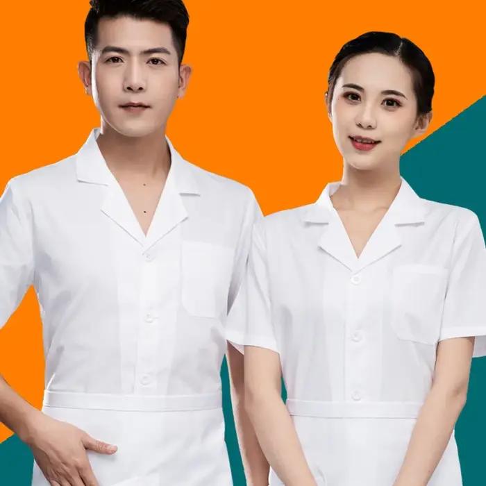 Uniforme professionnel de chef de restaurant pour homme et femme fin et respirant blanc pour travailler en été
