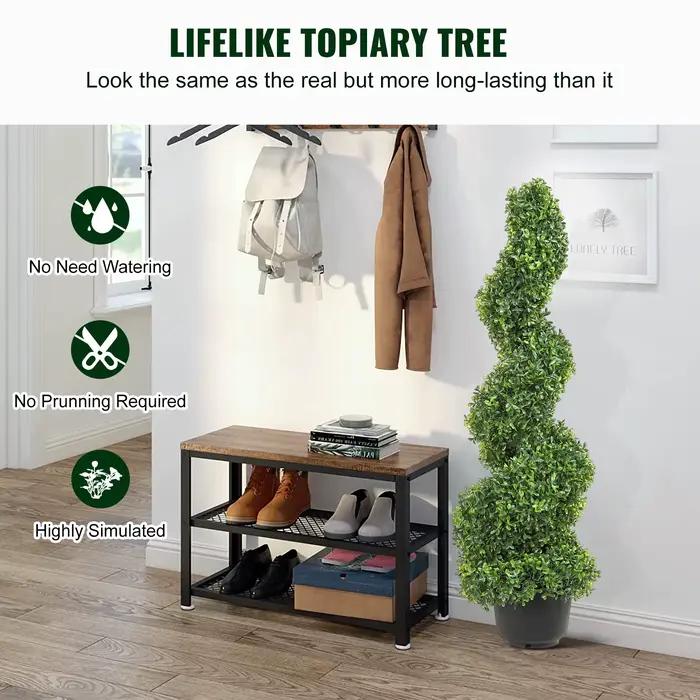 SucceBuy 1/2 pièces tour de buis artificielle topiaire spirale plante artificielle 24/36/48 pouces d