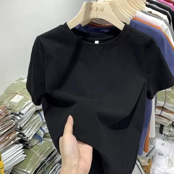 T-shirts basiques pour femmes, t-shirts décontractés respirants à manches courtes, t-shirts doux à c