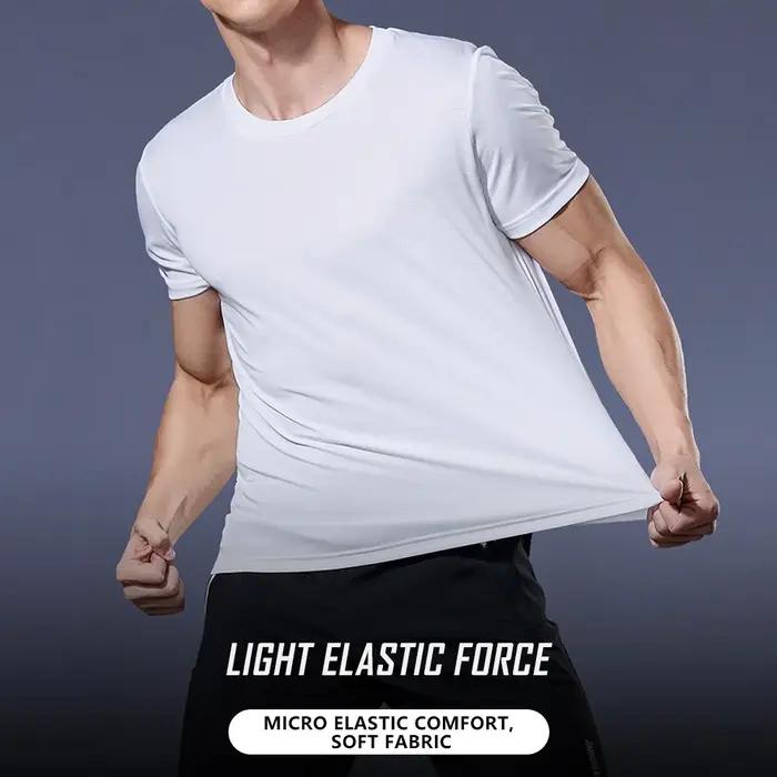 T-shirt à manches courtes pour homme, séchage rapide, évacuation de l'humidité, col rond, exercice d