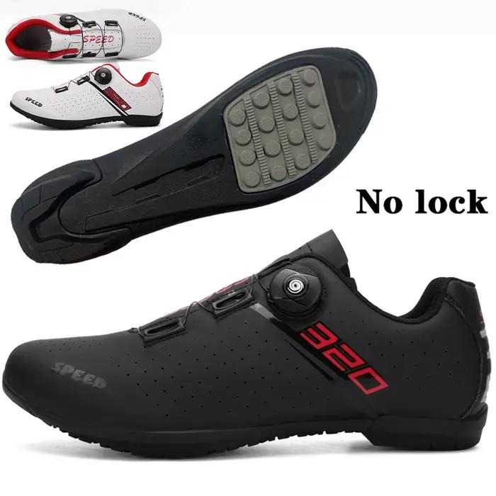 Chaussures de cyclisme professionnelles semelle extérieure en caoutchouc bouton boucle chaussures vt