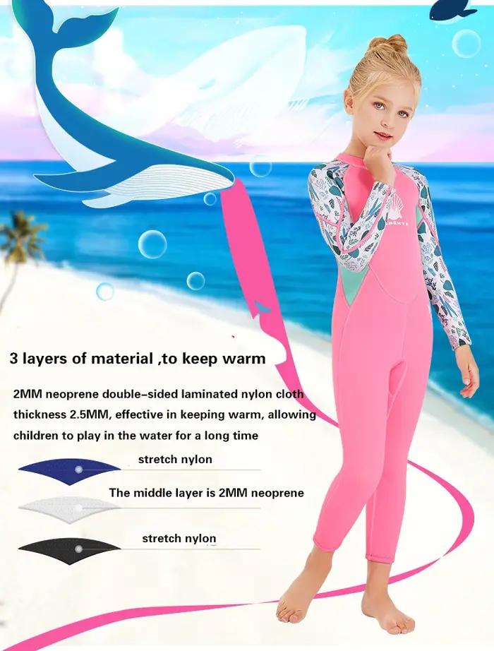 Maillot de bain filles 2.5MM néoprène épais combinaison chaude à manches longues plongée Surf costum