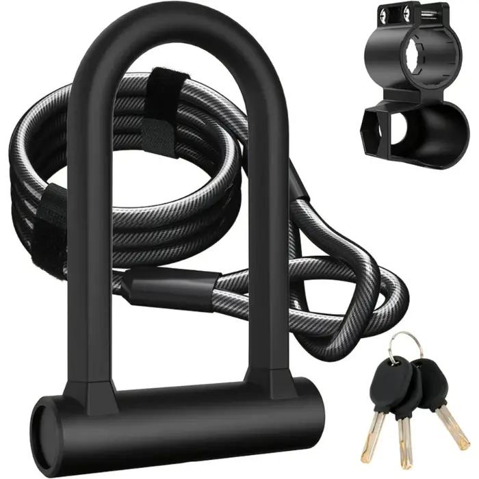Serrure de vélo antivol robuste en acier avec manille de câble de sécurité pour protection maximale usage quotidien randonnées et courses de cyclisme
